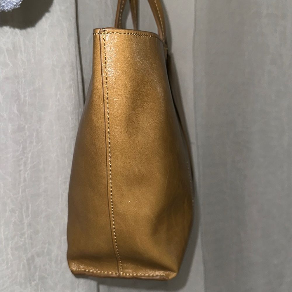 MANGO OLIVER Latte Tan Faux Exterior & Genuine Leather Inferior Tote Bag - Picture 11 of 13